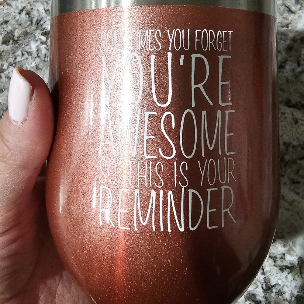 Stainless steel double walled wine glass rose gold.